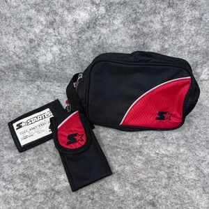 Vtg Starter Y2K Fanny Pack Crossbody Belt Bag Black‎ Red Phone Case ID Deadstock